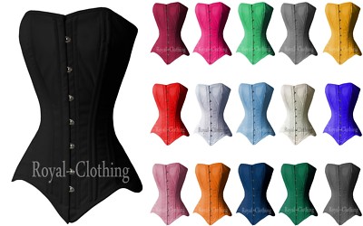 Heavy Duty Double Steel Boned Long Line Overbust waist Trainer Cotton Corset