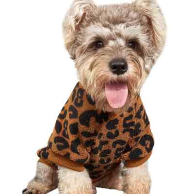 Puppy Pullover Dog Pet Sweater Winter Leopard Print Sweater Pet