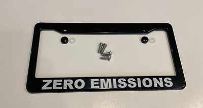 Mustang Mach-E Black ABS License Plate Frame with lettering ''ZERO EMISSIONS''