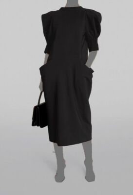 $1090 Bite Studios Women's Black Page Midi Dress Size 8