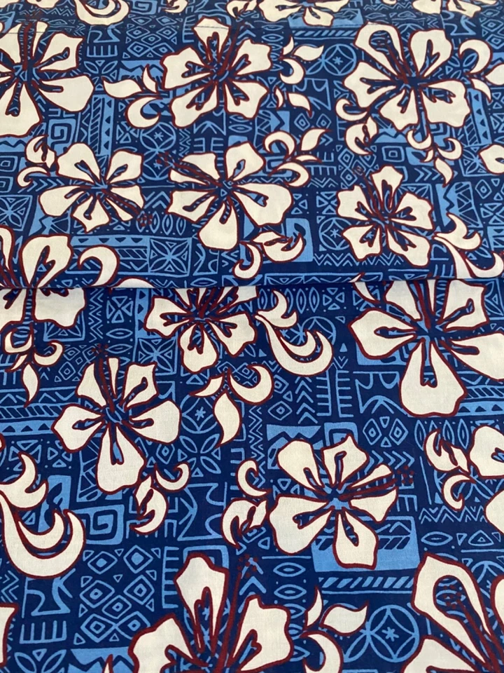 Tommy Hilfiger SÁBANA PLANA DOBLE ~ Azul Hawaiano Hibisco 100% Algodón Una pieza Foto 4 de 4