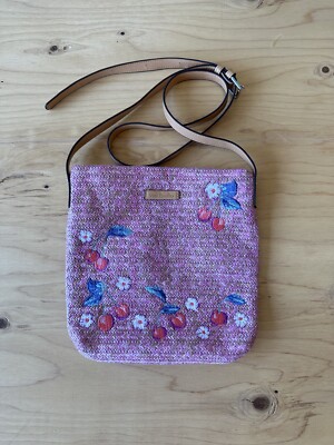 Vera Bradley Straw Crossbody Shoulder Bag Small Pink