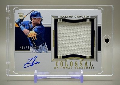 Jackson Chourio 2024 National Treasures CMA-JCR Rookie Patch On-Card Auto #49/49