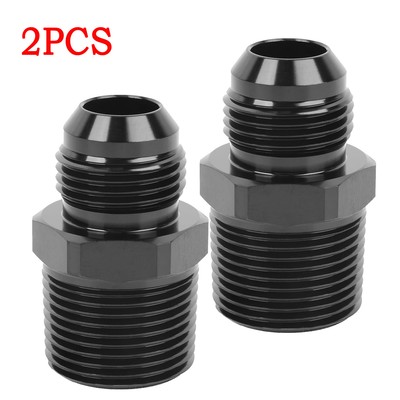 2Pcs Aluminum 10 AN Male Flare to 3/4'' NPT Pipe Fitting Adapter Straight Black.