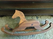 Vintage Rustic Handmade Wooden Rocking Horse 22 5/8"