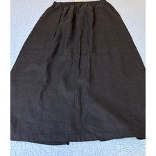 What's Up Black 100 Linen Maxi Skirt Elastic Waist Made in USA FX3301 Large