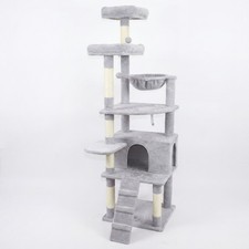 71in Tall Multi Level Cat Tree Plush Cat with Sisal Scratching Posts Hammock