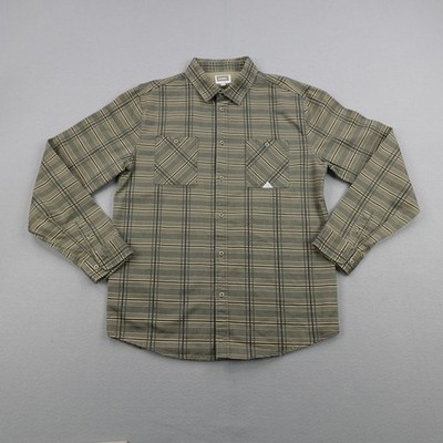 Altamont Shirt Mens XL Green Beige Plaid Canvas Button Up Heavyweight Skater