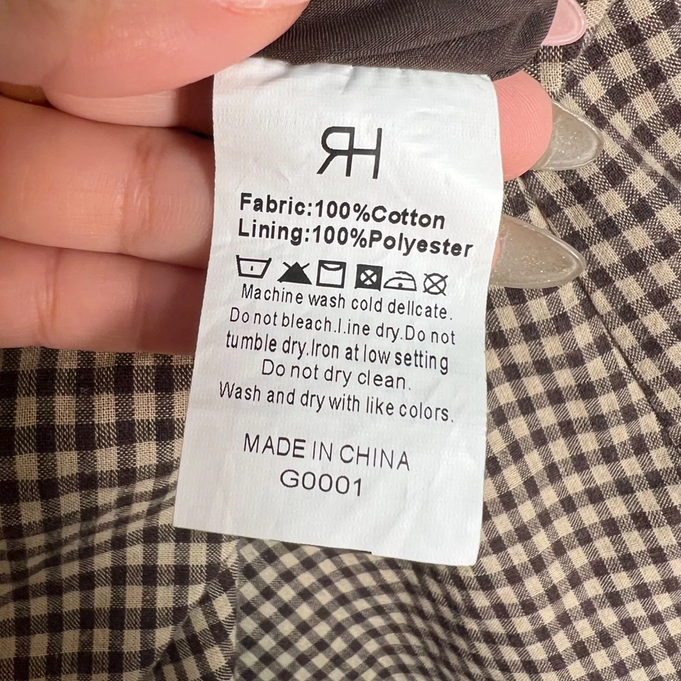 Pantalones Cortos Rihoas Mujer Talla XS Cuadros Cintura Alta Algodón Foto 4 de 4