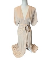 REFORMATION Blush Winslow Dolman Kimono Sleeve Crepe Wrap Maxi Dress Gown XS