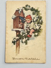 BUON NATALE BAMBINO NEVE BAMBIN GESÙVECCHIA CARTOLINA OLD POSTCARD AUGURALE