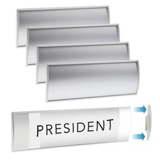Set of 6 –Sturdy & Elegant Silver Aluminum Wall Mount Name Plate Holder, Office