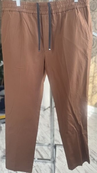 Men Salvatore Ferragamo Trousers Beige Cotton 52