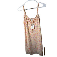 Hippie Rose Dress Women's Large Mesh Floral Mini Shift Cottage Sleeveless
