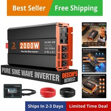 2000 Watt Pure Sine Wave Inverter 12V DC to 110V/120V AC Converter for RV/Tru...