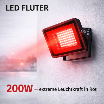 200W LED Fluter Rot Extrem Hell IP66 Profi Außenstrahler Industrie Flutlicht