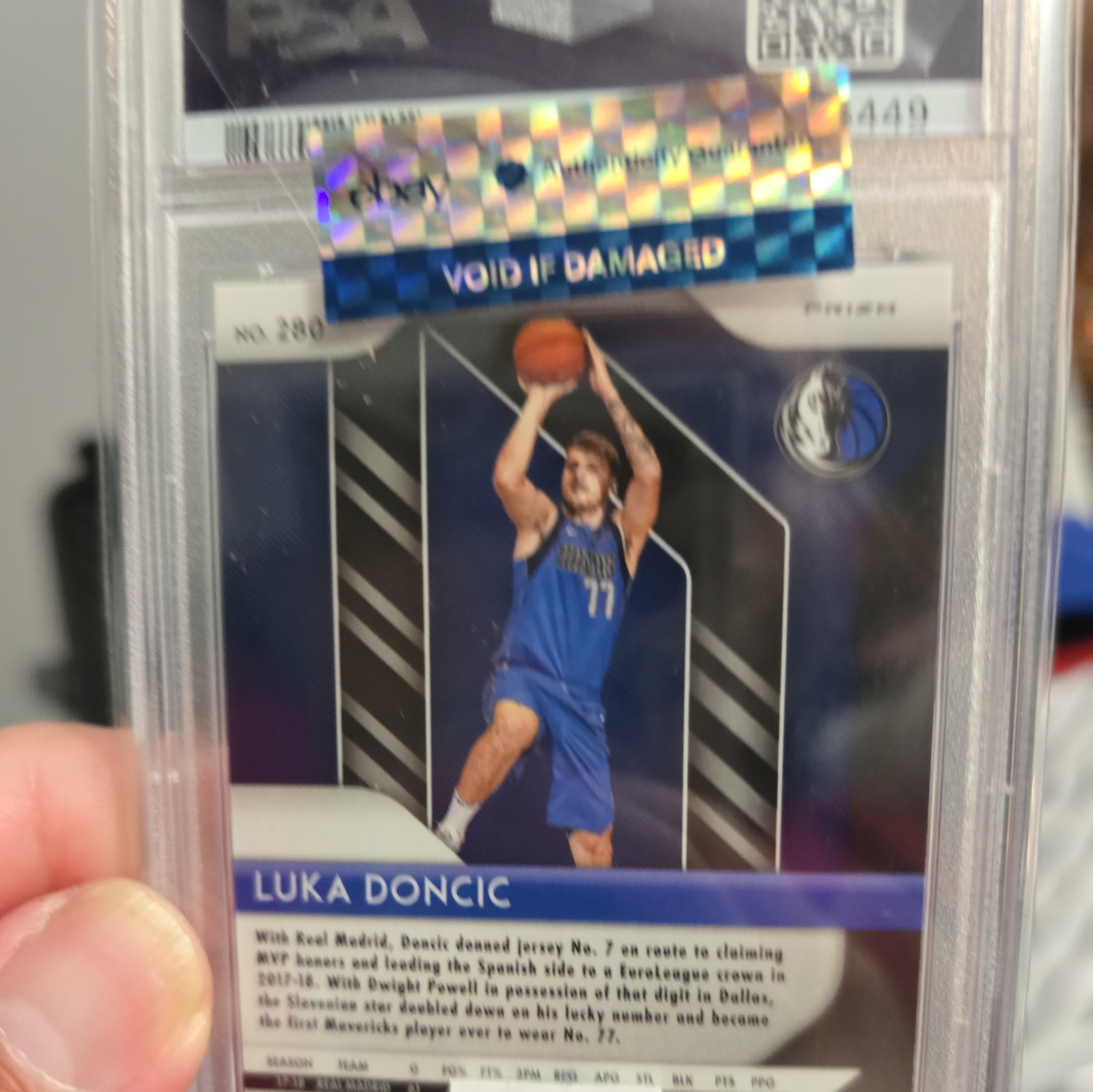 LUKA DONCIC 2018/19 PANINI PRIZM #280 RC ROOKIE SILVER PRIZMS SP PSA 9 MINT view 4
