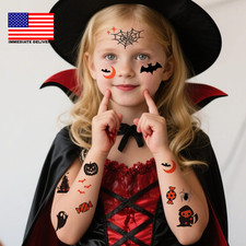 Halloween Temporary Fake Tattoos Sticker Halloween Ghost Pumpkin Spider Web Bat