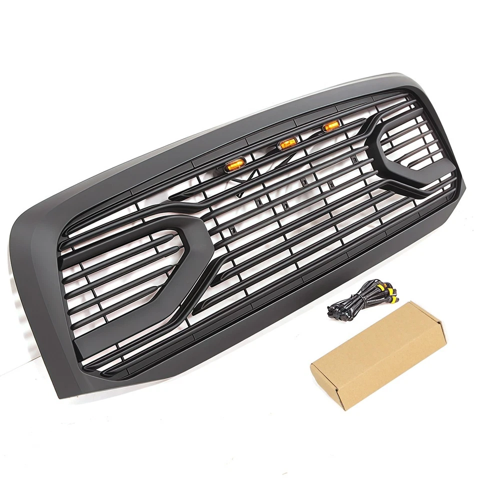 Parrilla delantera para Dodge RAM 1500 2006-2008 Big Horn parrilla de parachoques negra con luces Foto 4 de 4