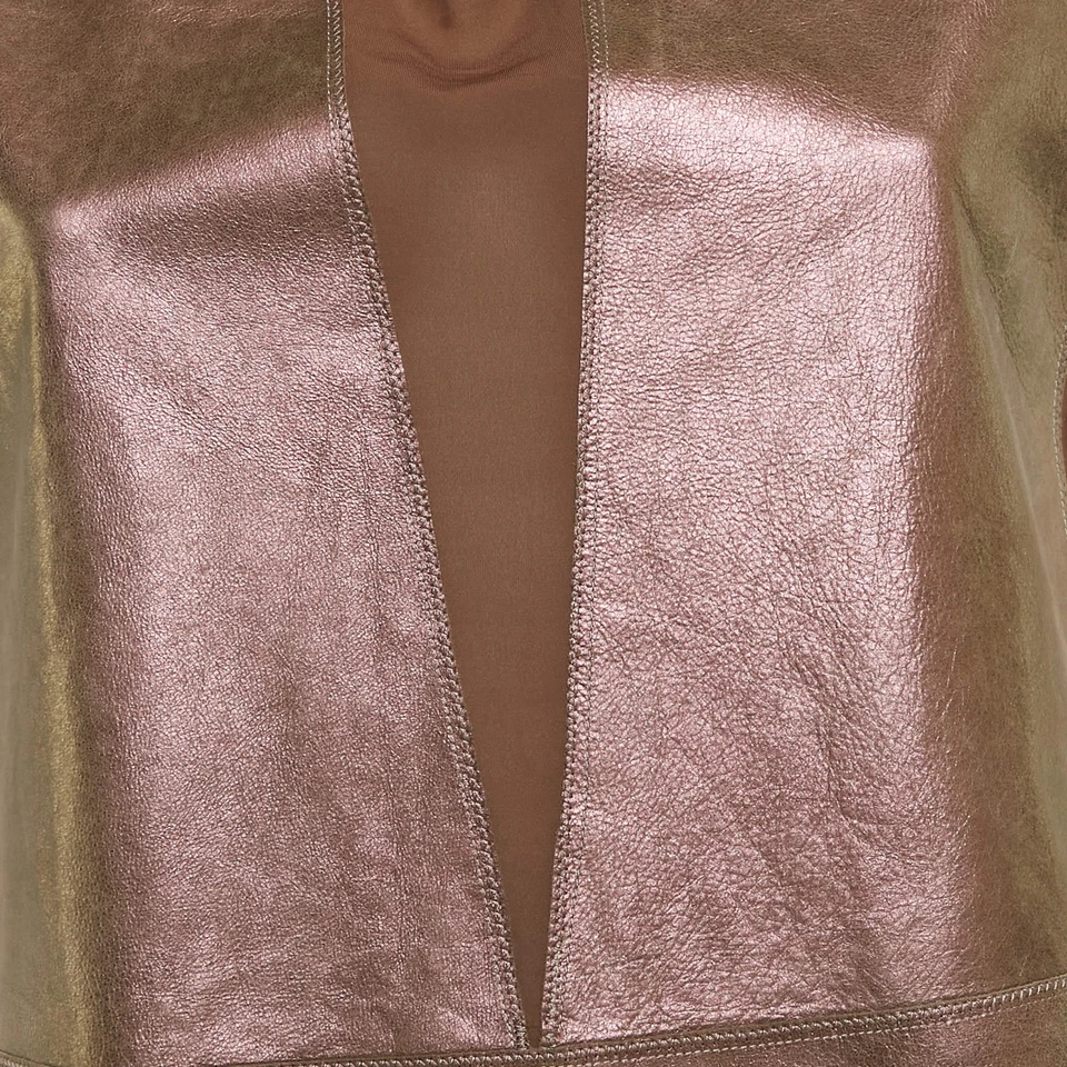 Vestido Corto Bottega Veneta Cuero Marrón Cuello Redondo Sin Mangas S Foto 3 de 4