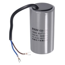 CBB60 Run Capacitor 450V AC 40uF 50/60Hz with 2 Wires Lead Run Round Capacitor