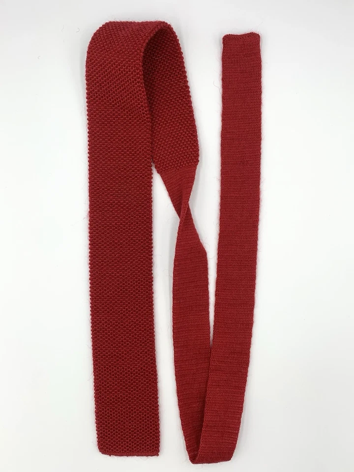 Lote de 2 Corbatas Tejidas Punta Cuadrada Lana/Mohair Cuello ~ Rojo y Azul Marino ~ Roosternit Foto 2 de 4