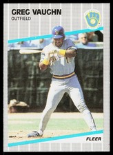 1989 Fleer Update Greg Vaughn #U-41 Rookie Card Milwaukee Brewers. rookie card picture