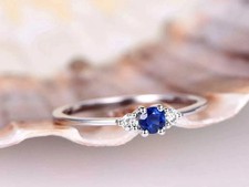 1Ct Round Cut Simulated Sapphire Women's Engagement Ring 14K White Gold Plated