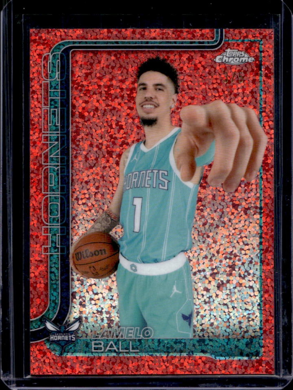 2025-26 Topps Chrome LaMelo Ball Image Variation Red Speckle Refractor SSP #/5
