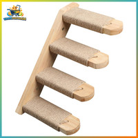 Kletterwand FüR Katzen Aus Gummiholz Mit Juteseil, Bis 15 Kg, 40 Cm