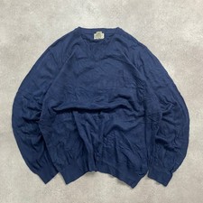 L.L.Bean Jumper Mens XL Vintage V-Neck Cotton Cashmere Knit Sweater, Navy