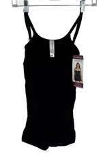 CURVEEZ Women's Plus 2XL Second Skin Hip Hugger Bodysuit Under Bust Black NWT