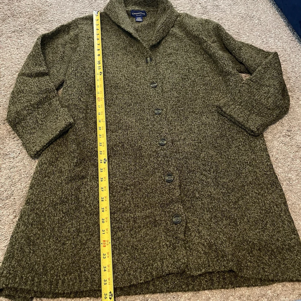 Suéter cárdigan Charter Club Classics mezcla de lana 2X botones de corbata de gran tamaño Y2K Foto 2 de 4