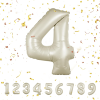 Geburtstag Zahlen Luftballon 4 Jahre | Beige Folienballon 4 XXL -Riesen Folienba