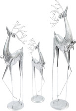 3PCS Sliver Reindeer, Large Elegant Standing Deer Sculpture Set Decoration,Chris