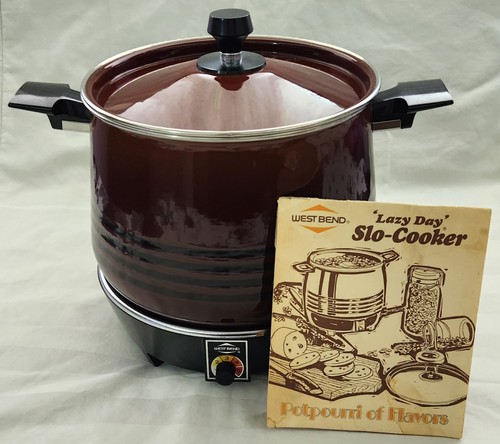 West Bend Lazy Day Slow Slo Cooker Pot Power Cord Manual Tested Working Vintage