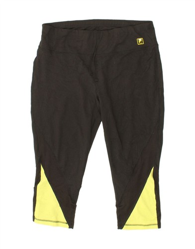FILA Womens Capri Leggings UK 18 XL Black Colourblock Polyester CB03