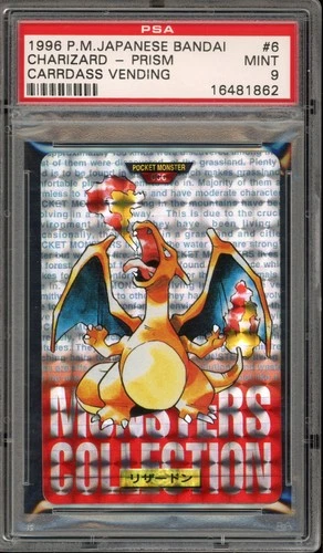 Pokemon Bandai Carddass Charizard Vending Red Japanese Prism #006 PSA 9 Mint