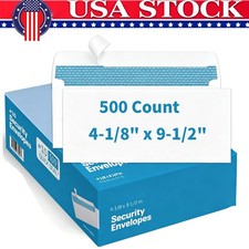 500 Count 10 Security Letter Envelopes Self -Seal Windowless 4-1/8" x 9-1/2"