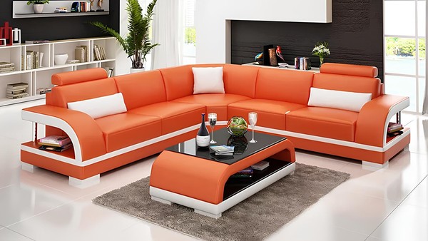Ledersofa Ecksofa Polster Eckgarnitur Sofa Polster Couch Garnitur Wohnlandschaft-image
