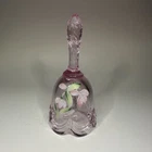Vintage Fenton Bell Hand Painted Artist Signed Pink w Floral Design