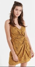 Urban Outfitters UO S Ring Leader Wrap Mini Dress Tiger Print Spaghetti Strap