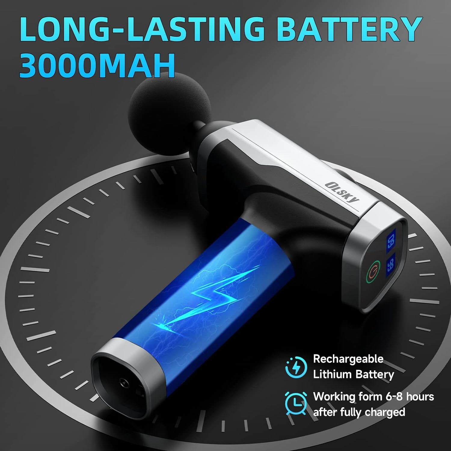 OLsky Massage Gun, Handheld Deep Tissue Massager for Pain Relief, Back