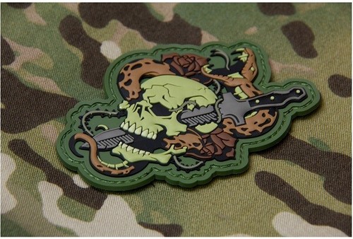 MSM Morale Patch - PVC Skull Snake - Tattoo Themed Style - All Colors! NEW - Picture 2 of 8