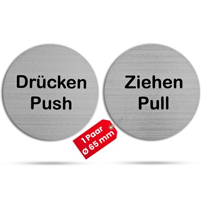 Türschild-Aufkleber Doppelseitig – PULL/ZIEHEN Rot, PUSH/DRÜCKEN Grün – Wetterfest, 5 Cm