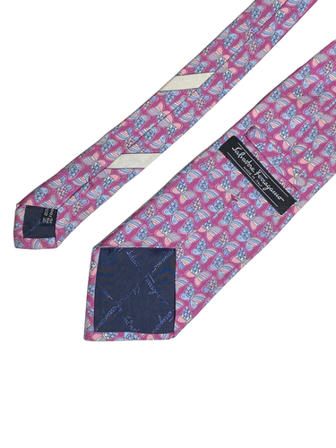 Salvatore Ferragamo Silk Necktie Tie Red Pink Pop Art Psychedelic Butterfly - Picture 7 of 11