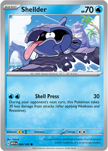 1x Shellder 090/165 REVERSE HOLO Scarlet & Violet 151 Pokemon TCG Card NM
