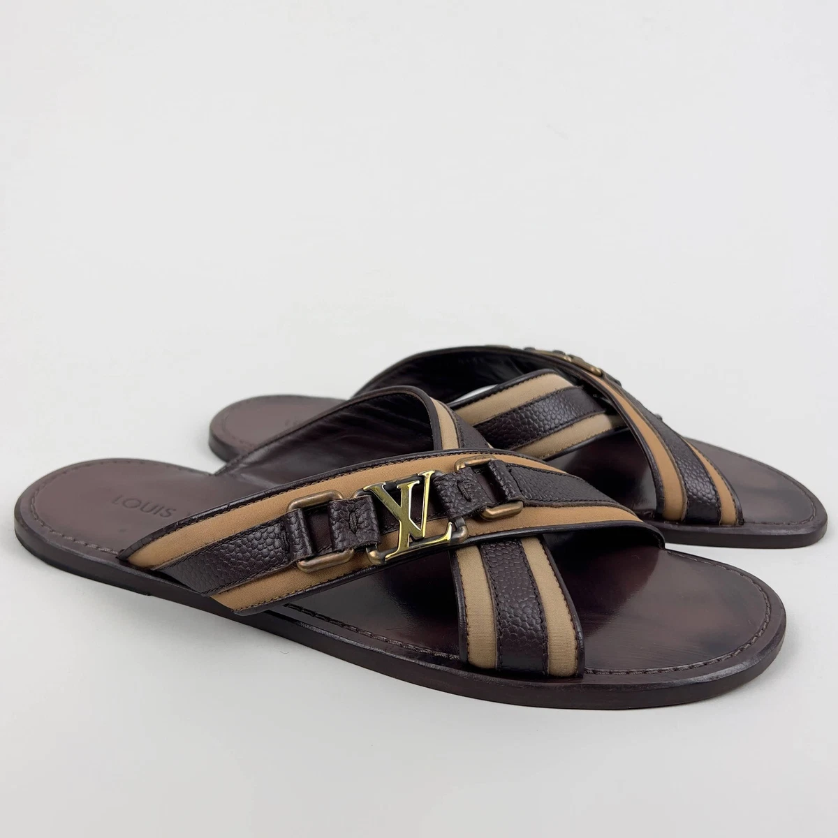 Louis Vuitton sandal LV buckle flip-flop brown leather 7 LV or 8 US 41 EUR