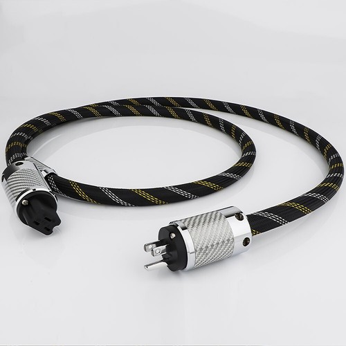 Cavo Alimentazione HiFi Amplificatore Power Wire con Anello Fibra di Carbonio C19 Connettore 20A Nuovo - Foto 7 di 12