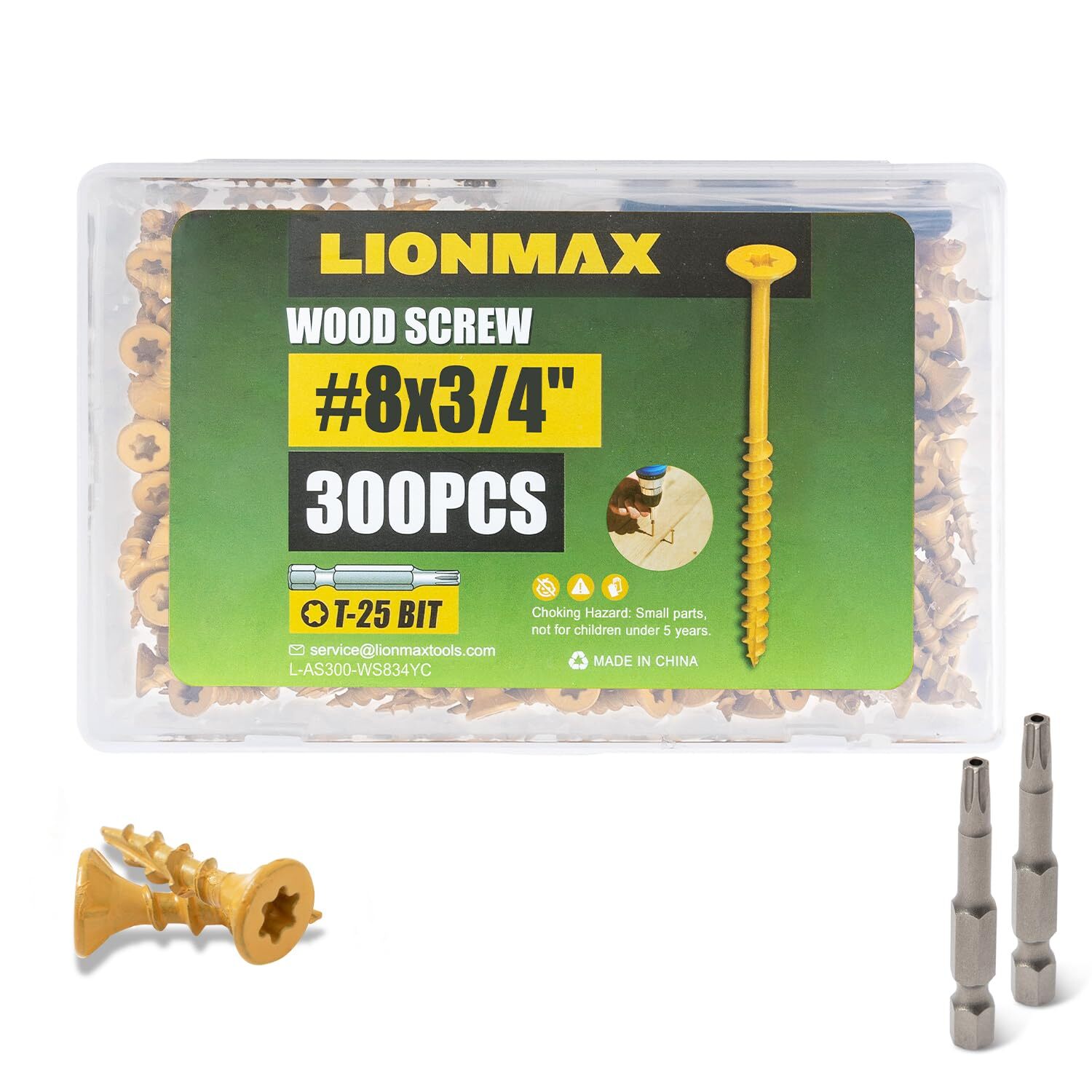 #8 x 3/4 Inch Deck Screws 300-Pack Weather-Resistant Exterior Fasteners